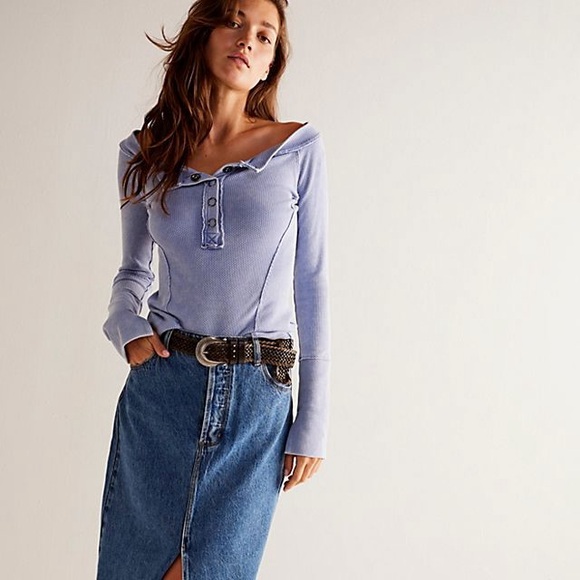 Free People We The Free Own Hand Henley In Rock Crystal - Picture 3 of 4